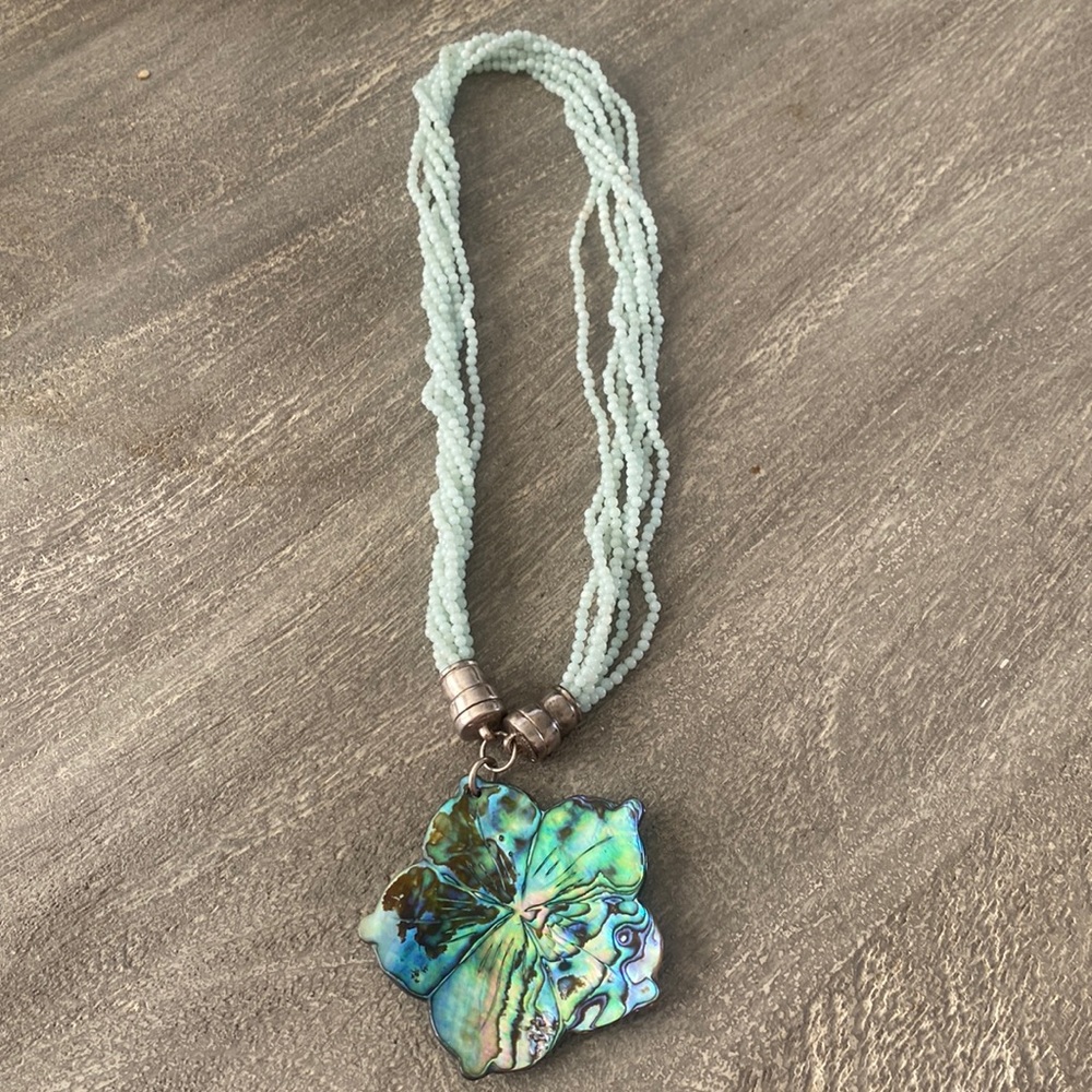 Joseph Esposito abalone shell/ chalcedony  bead necklace
